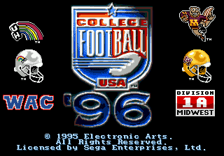 College Football USA 96 (USA) Title Screen